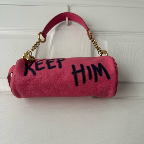 Y2K VTG Rare Juicy Couture "Keep Him" Hot Pink Barrel Purse Bag - Picture 2 of 10